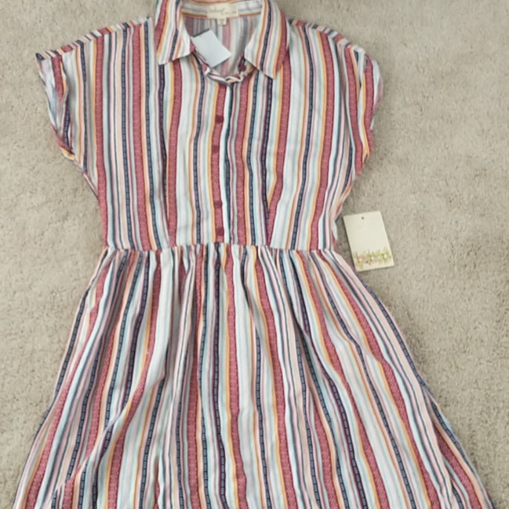 striped short sleeve dress with tags